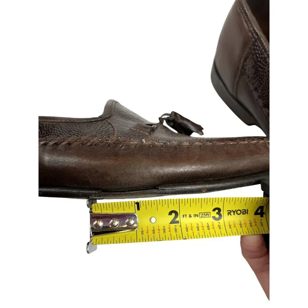 Zelli Brown Textured Leather Tassel Loafers – Size 13M (Made in Italy)